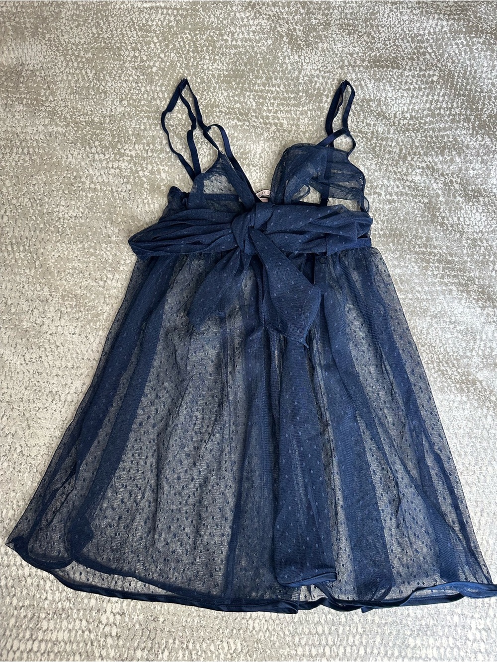 Victoria's Secret Navy Sheer Dotted Babydoll Chemise